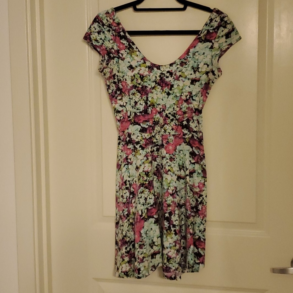 Printed Cap-sleeve Fit & Flare Dress